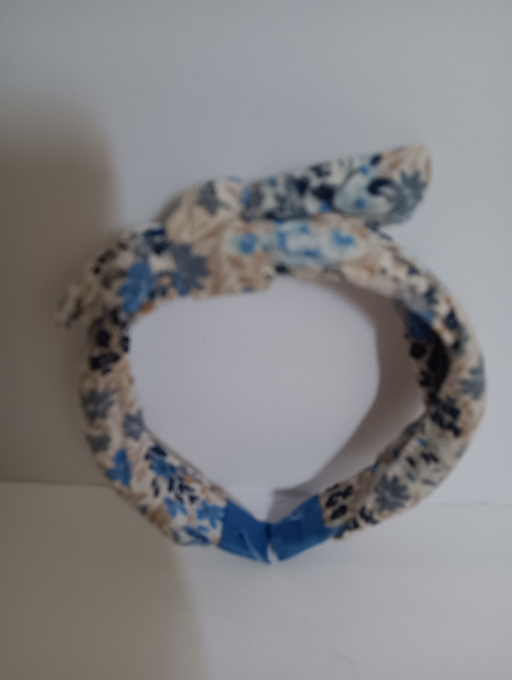 Blue Floral Kids Headband with Knot